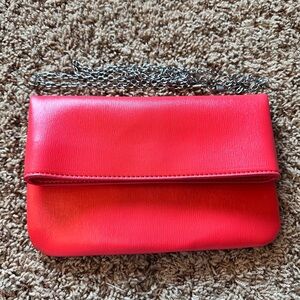 Vibrant Red Clutch with Chain Strap